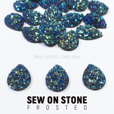 Sew On Stone, Frosted, Code 04# Teardrop, 10x14mm, 009# Jet2x, 20pcs/pack (BUY 1 GET 1 FREE)