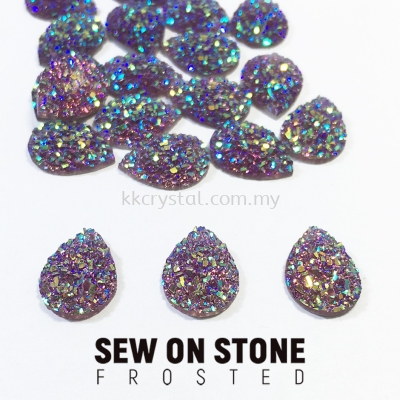 Sew On Stone, Frosted, Code 04# Teardrop, 10x14mm, 015# Amethyst2x, 20pcs/pack (BUY 1 GET 1 FREE)