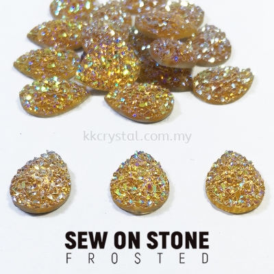 Sew On Stone, Frosted, Code 04# Teardrop, 10x14mm, 004# Light Topaz2x, 20pcs/pack (BUY 1 GET 1 FREE)