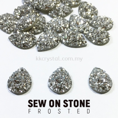 Sew On Stone, Frosted, Code 04# Teardrop, 10x14mm, 018# Silver2x, 20pcs/pack (BUY 1 GET 1 FREE)