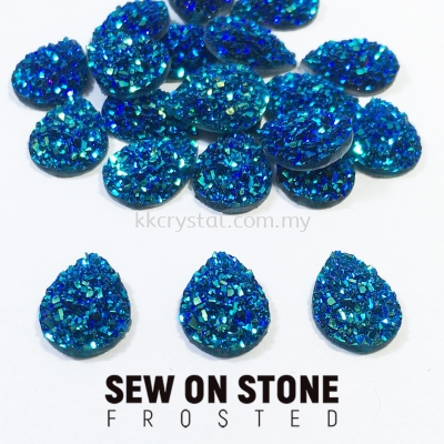 Sew On Stone, Frosted, Code 04# Teardrop, 10x14mm, 013# Capri Blue2x, 20pcs/pack (BUY 1 GET 1 FREE)