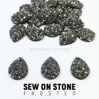 Sew On Stone, Frosted, Code 04# Teardrop, 10x14mm, 016# Hematite2x, 20pcs/pack (BUY 1 GET 1 FREE)