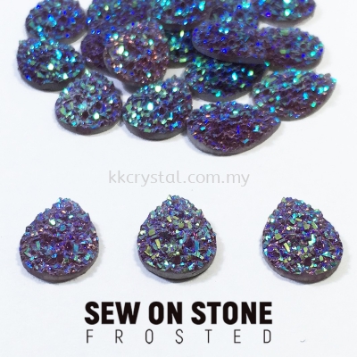 Sew On Stone, Frosted, Code 04# Teardrop, 10x14mm, 002# Tanzanite2x, 20pcs/pack (BUY 1 GET 1 FREE)