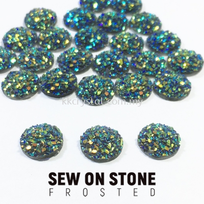 Sew On Stone, Frosted, Code 03# Round, 10mm, 017# Black Diamond2x, 25pcs/pack (BUY 1 GET 1 FREE)