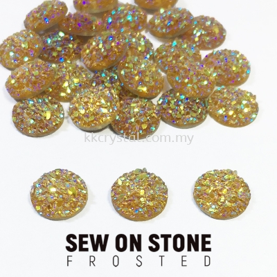 Sew On Stone, Frosted, Code 03# Round, 10mm, 004# Light Topaz2x, 25pcs/pack (BUY 1 GET 1 FREE)