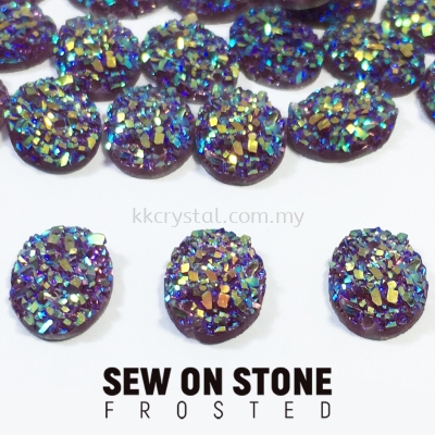 Sew On Stone, Frosted, Code 01# Oval, 8*10mm, 002#Tanzanite2x, 25pcs/pack (BUY 1 GET 1 FREE)