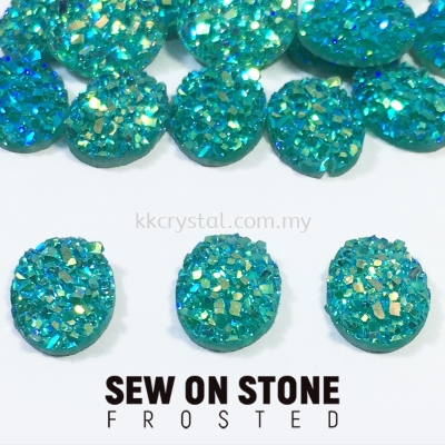 Sew On Stone, Frosted, Code 01# Oval, 8*10mm, 003# Aquamarine 2x, 25pcs/pack (BUY 1 GET 1 FREE)