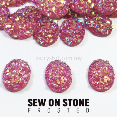 Sew On Stone, Frosted, Code 01# Oval, 8*10mm, 011# Rose 2X, 25pcs/pack (BUY 1 GET 1 FREE)