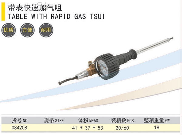 Universal Air Chuck with Valve Changing Tool and Pressure Gauge