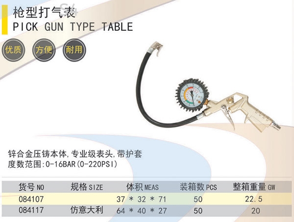 S4Tools Tire Pressure Gauge (Gun Type)