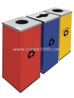POWDER COATING & STAINLESS STEEL SQUARE RECYCLE BIN - RECYCLE-129/SS