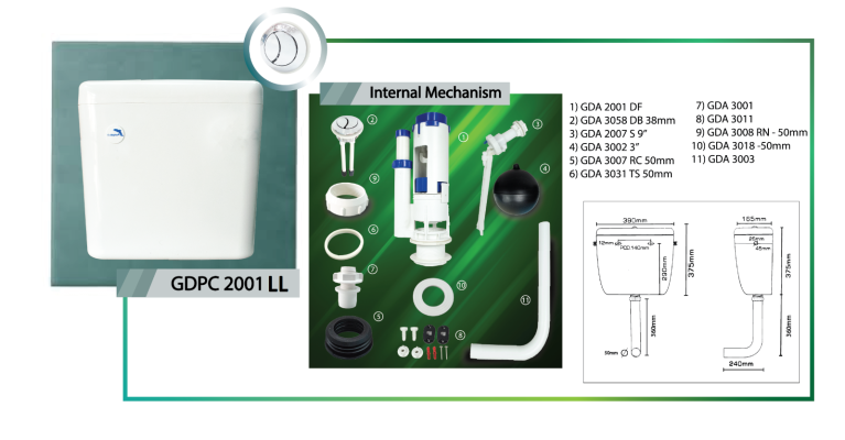 Low Level Dual Flush Plastic Cistern