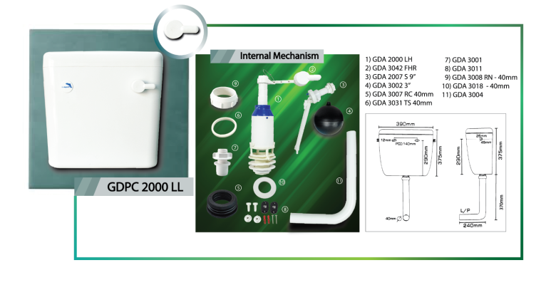 Low Level Lever Handle Plastic Cistern