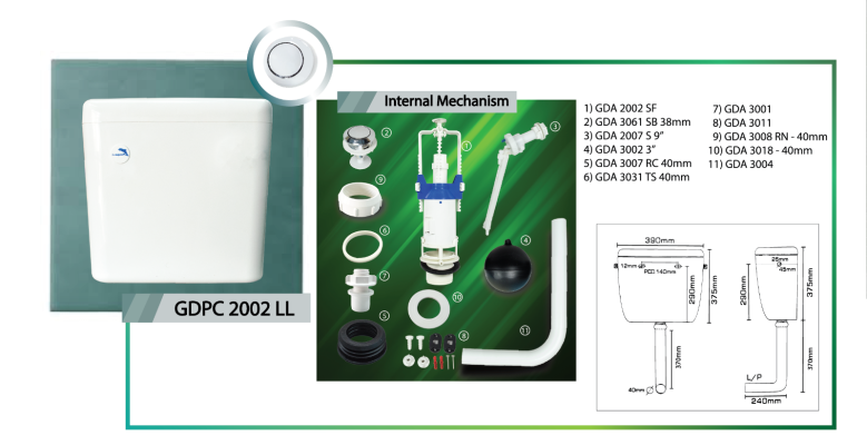 Low Level Single Press Plastic Cistern