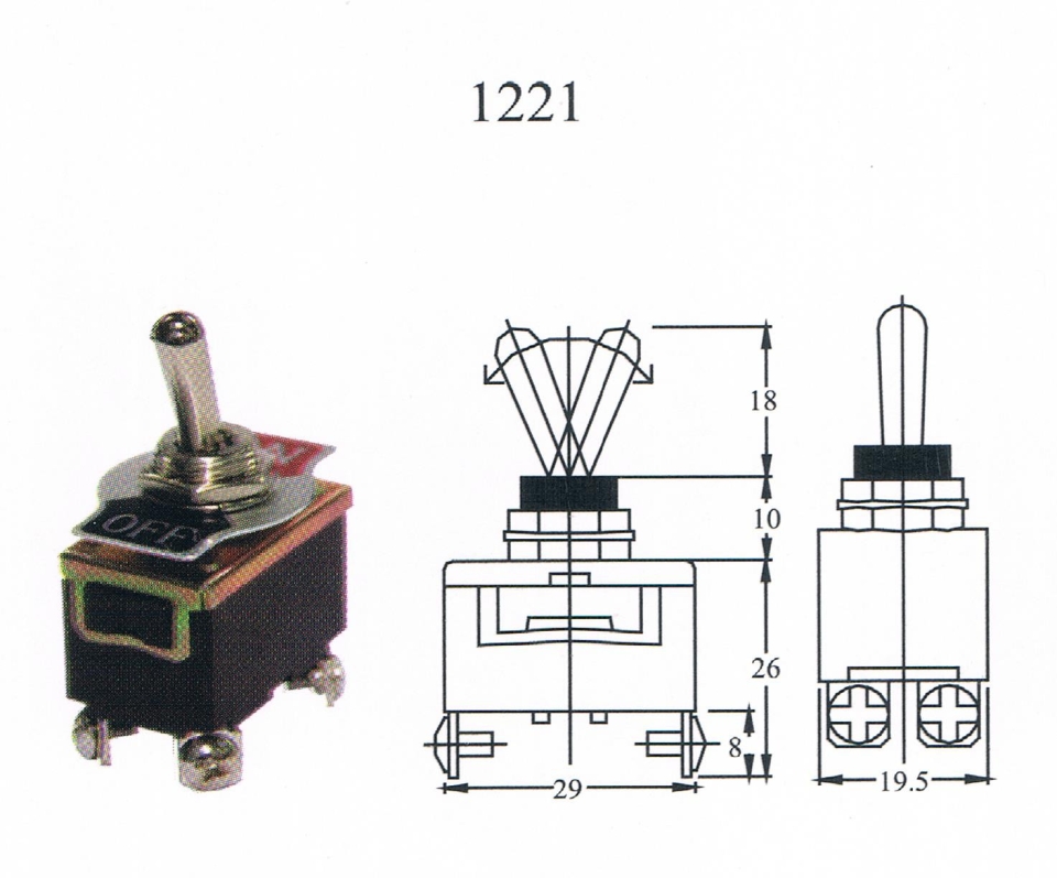 TAIWAN MADE-TOGGLE SWITCH(1221) ON/OFF 4T Toggle switch Switcher