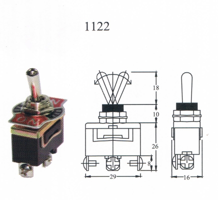 TAIWAN MADE-TOGGLE SWITCH(1122) ON/OFF/ON 3T