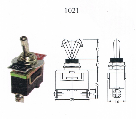 TAIWAN MADE-TOGGLE SWITCH(1021) ON/OFF 2T