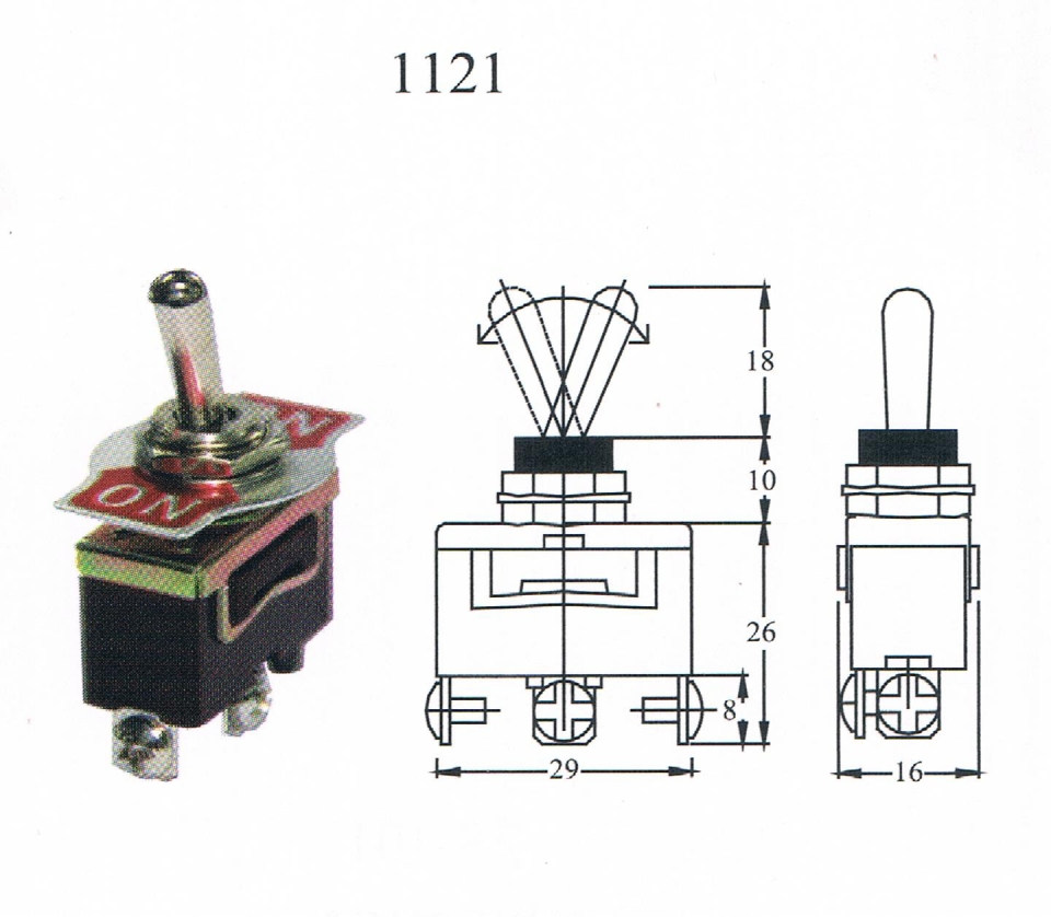 TAIWAN MADE-TOGGLE SWITCH(1121) ON/ON 3T Toggle switch Switcher