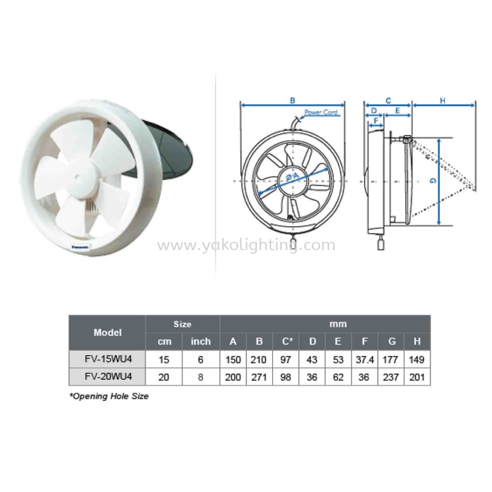 FV-15WU4 (15CM) , FV-20WU4 (20CM) PANASONIC  CEILING FAN 