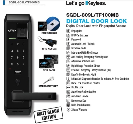 809L/TF100MB Fingerprint Door Lock