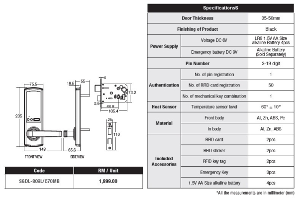 809L/C70MB Smart Lock