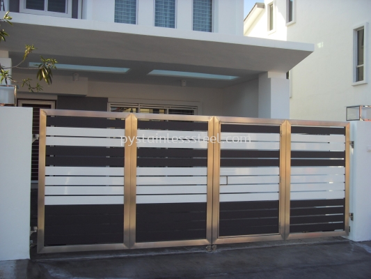 Stainless Steel Folding Gate with Aluminium Wood