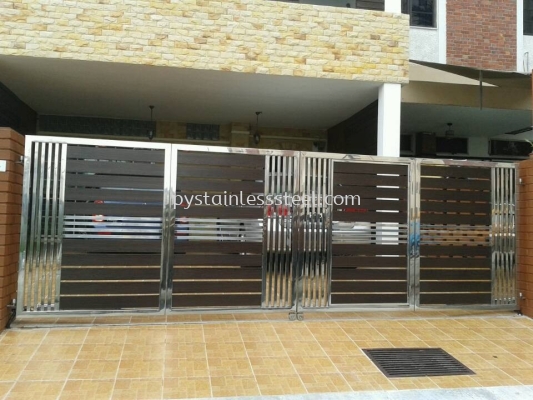 Stainless Steel Folding Gate with Aluminium Wood