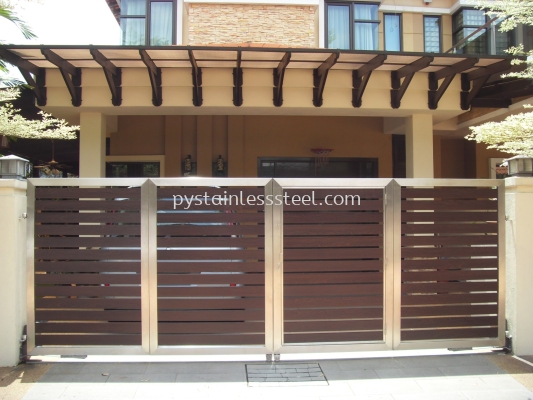 Stainless Steel Folding Gate with Aluminium Wood