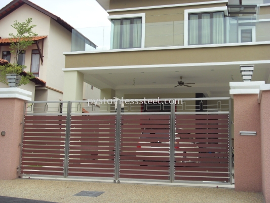 Stainless Steel Folding Gate with Aluminium Wood