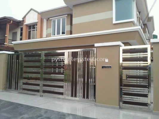 Stainless Steel Folding Gate with Aluminium Wood