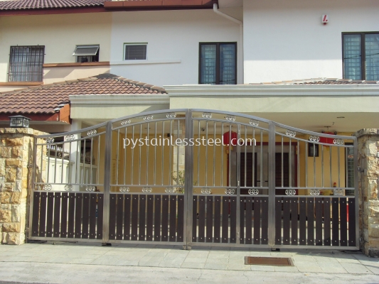 Stainless Steel Folding Gate with Aluminium Wood