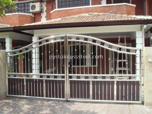 Stainless Steel Swing Gate with Aluminium Wood