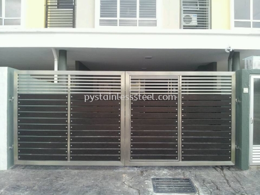 Stainless Steel Swing Gate with Aluminium Wood