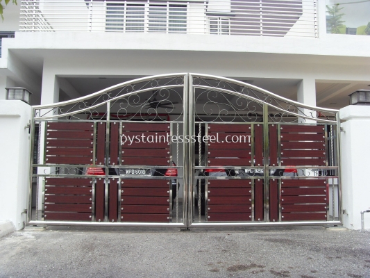 Stainless Steel Swing Gate with Aluminium Wood