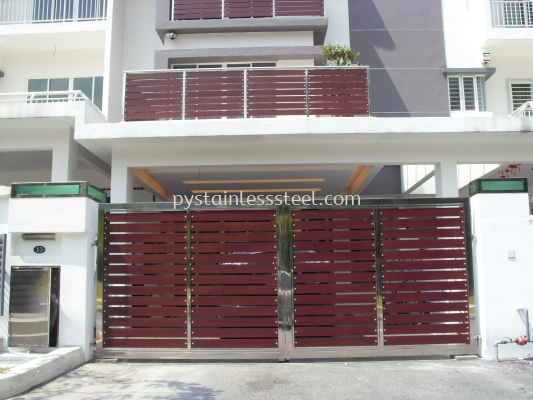 Stainless Steel Swing Gate with Aluminium Wood