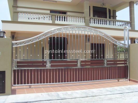 Stainless Steel Sliding Gate with Aluminium Wood