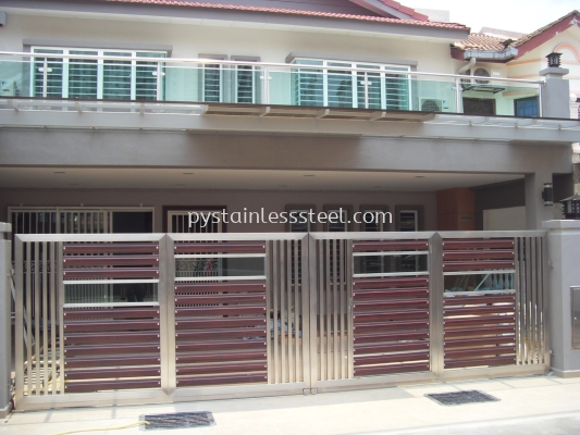 Stainless Steel Folding Gate with Aluminium Wood & Glass