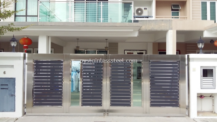 Stainless Steel Folding Gate with Aluminium Wood & Glass