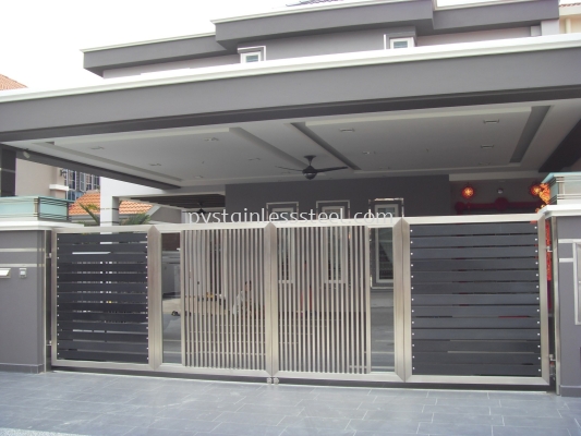 Stainless Steel Folding Gate with Aluminium Wood & Glass