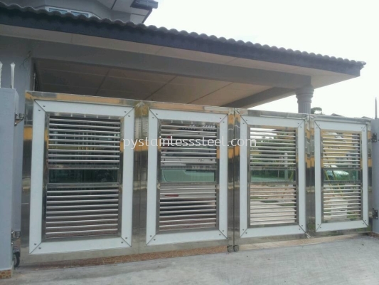 Stainless Steel Folding Gate with Aluminium Wood & Glass