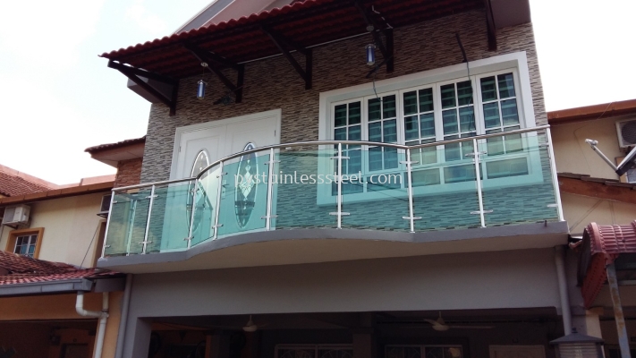 Stainless Steel Balcony Handrail With Glass