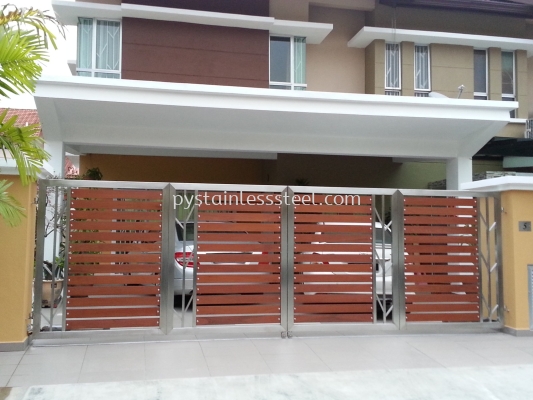 Stainless Steel Folding Gate with Aluminium Wood