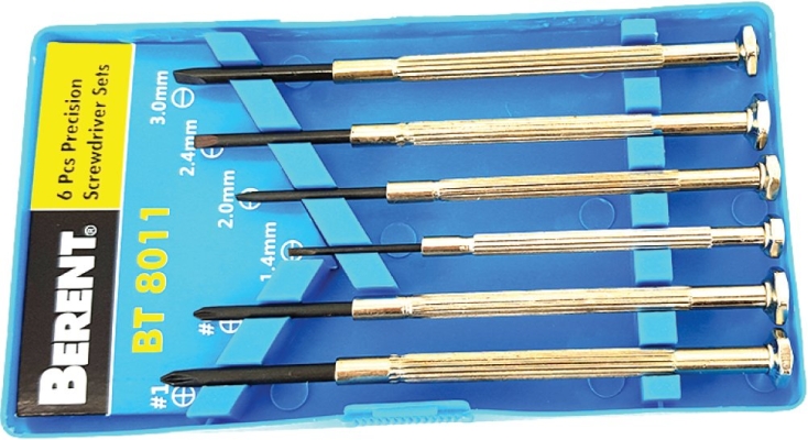 BERENT Precision Screwdriver Set (6 PCS) (Phillips & Slotted/ Flathead) - BT8011