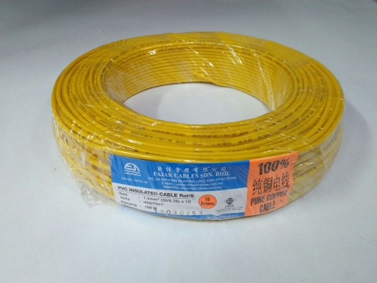 Fajar 30/0.25mm1.5mmx 1 Core Flexible Control WireYellow100meter