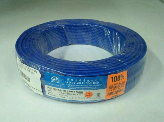 Fajar 30/0.25mm1.5mmx 1 Core Flexible Control WireBlue100meter