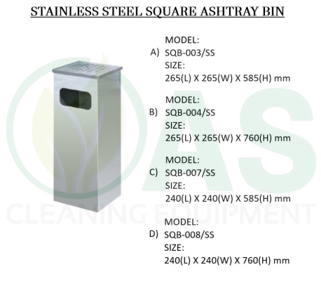 STAINLESS STEEL SQUARE ASHTRAY BIN