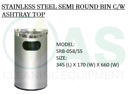 STAINLESS STEEL SEMI ROUND BIN C/W ASHTRAY TOP