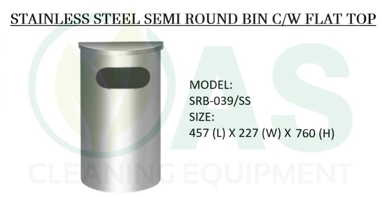 STAINLESS STEEL SEMI ROUND BIN C/W FLAT TOP