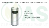 STAINLESS STEEL LITTER BIN C/W ASHTRAY TOP  Tong Sampah Keluli Tahan Karat Tong Sampah 