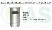 STAINLESS STEEL SEMI ROUND BIN C/W FLAT TOP  Tong Sampah Keluli Tahan Karat Tong Sampah 